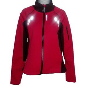 Sugoi Cycling Jacket Women L Red‎ Softshell Windblock Red Full Zip Cold Gear